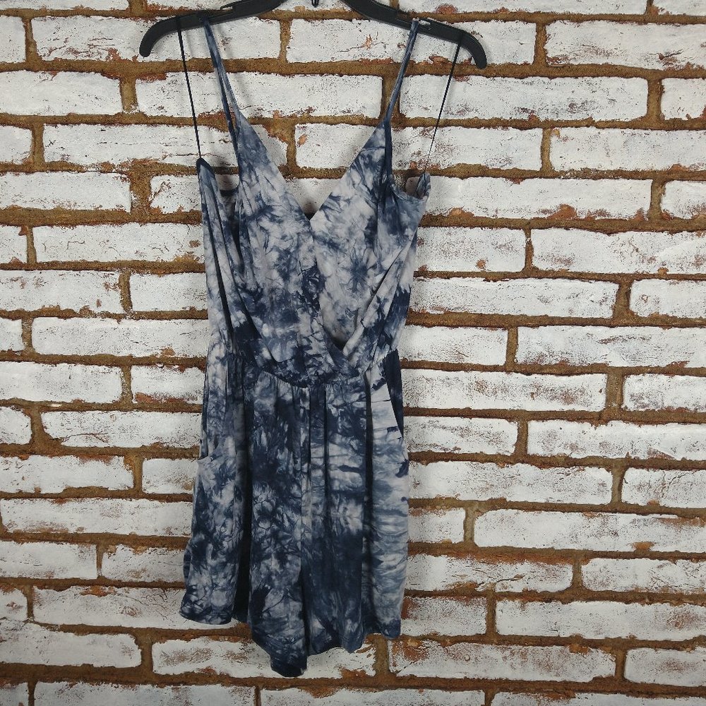 Ginger G Tie Dye ROMPER Blue & White Sz M - Picture 2 of 8